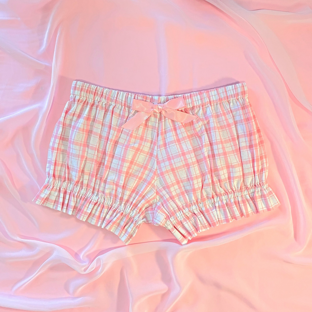 Pink Plaid Bloomer Mini Shorts