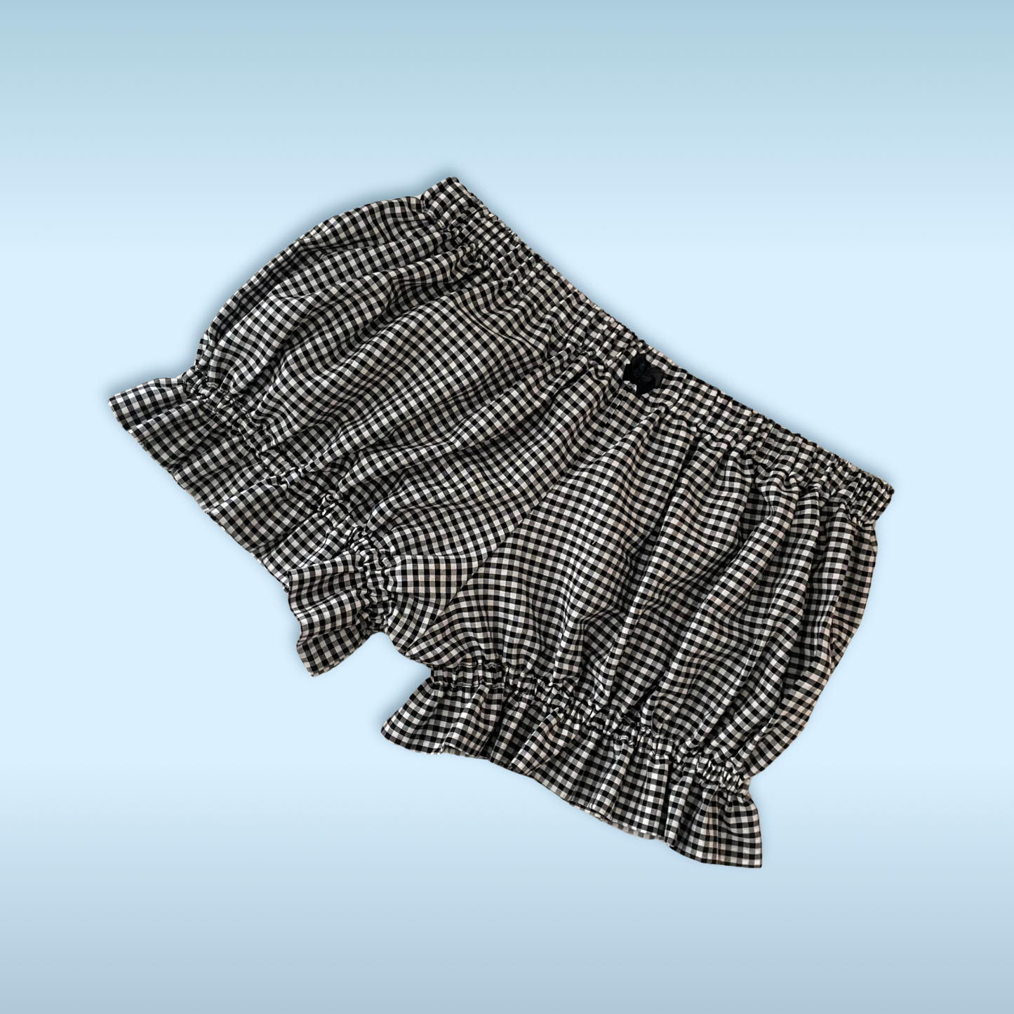 Black Gingham Bloomer Mini Shorts