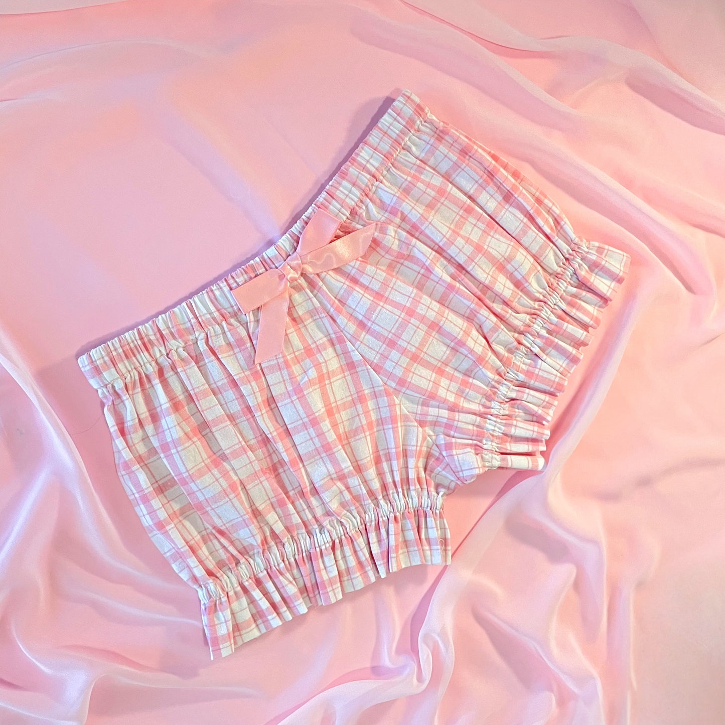Pink Plaid Bloomer Mini Shorts