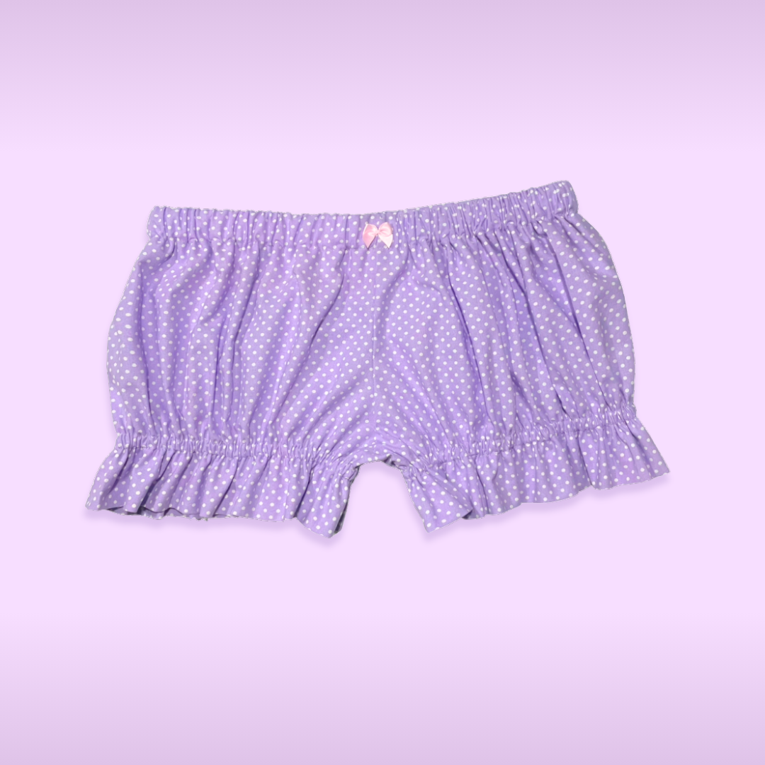 Cute Purple Dot Bloomer Mini Shorts