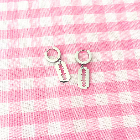 Razor Blade Huggie Earrings