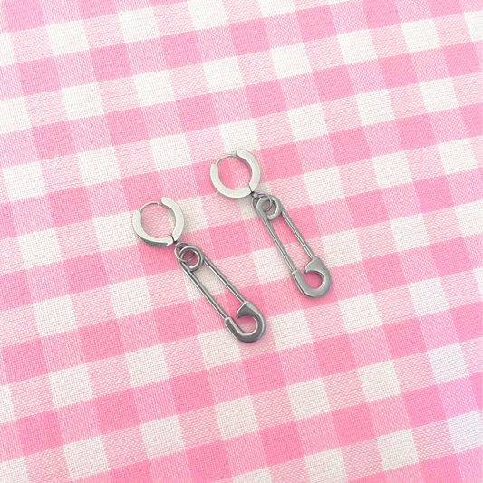 Safety Pin Huggie Earrings