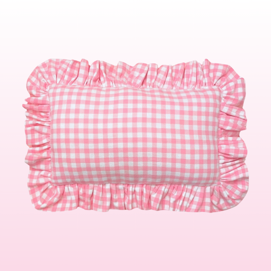 Pink Gingham Ruffled Pillow