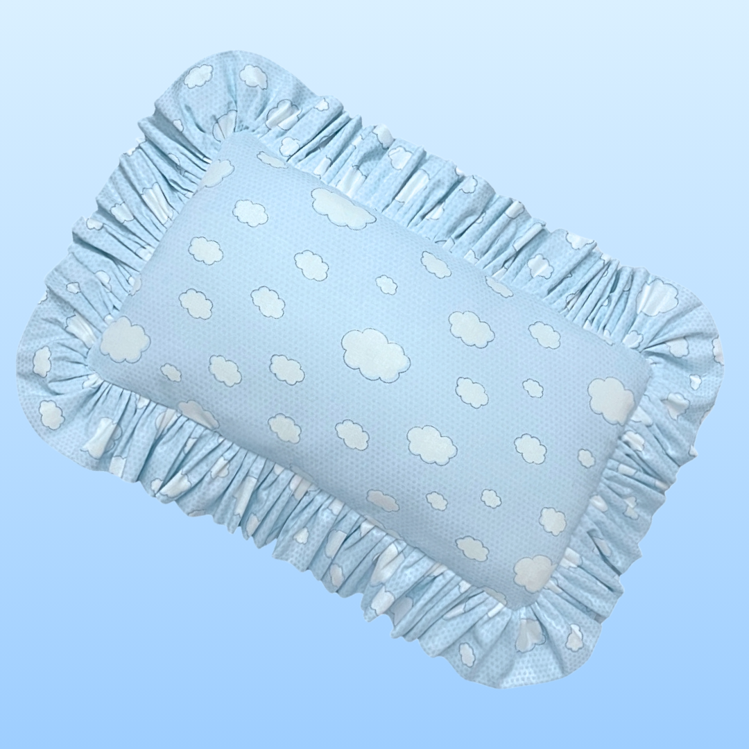 Blue Clouds Ruffled Pillow