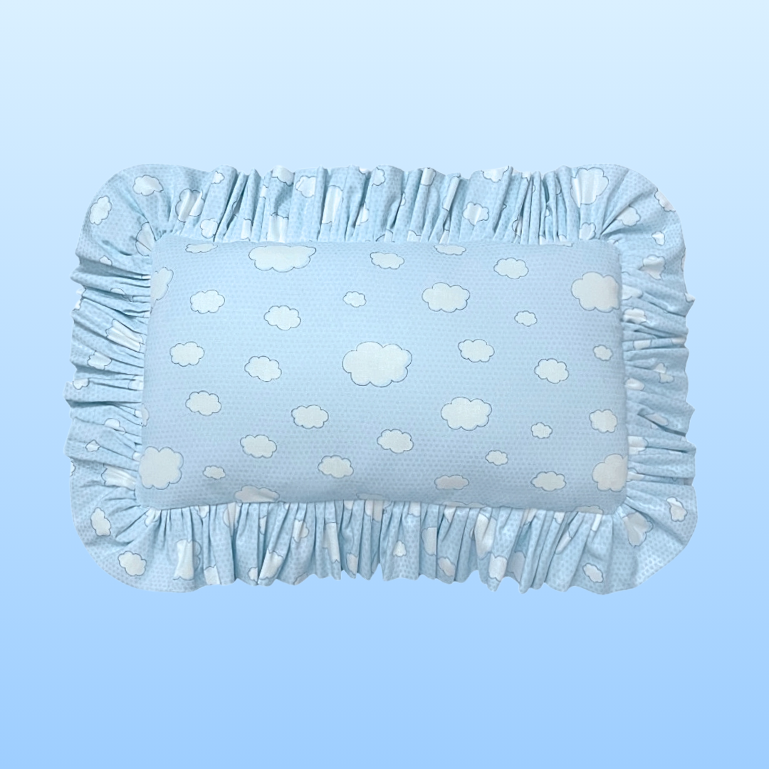 Blue Clouds Ruffled Pillow