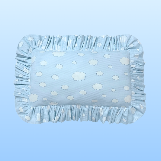 Blue Clouds Ruffled Pillow