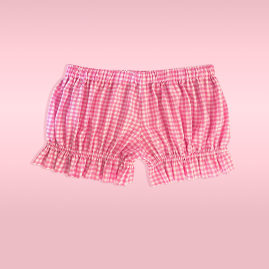 Pink Gingham Bloomer Mini Shorts