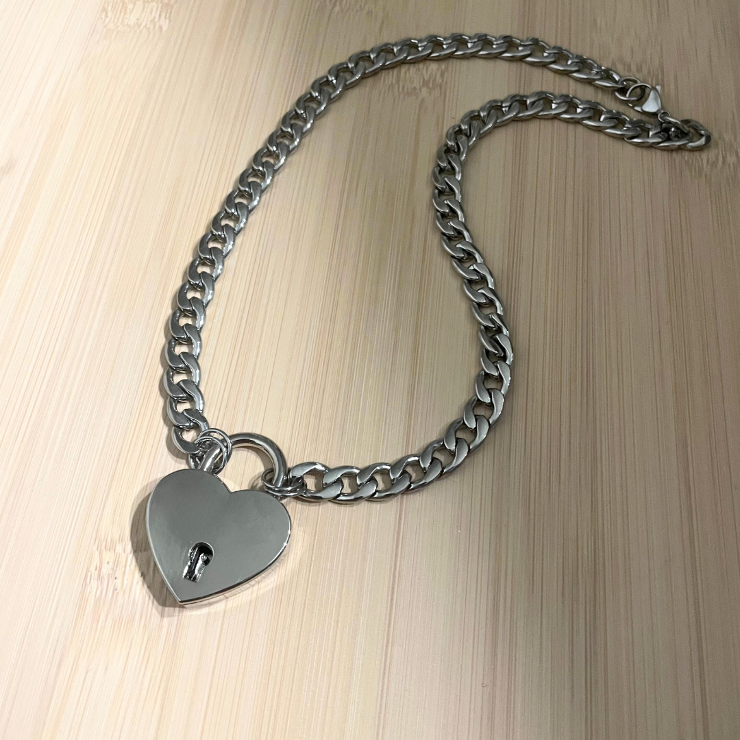 Heart Lock Curb Chain