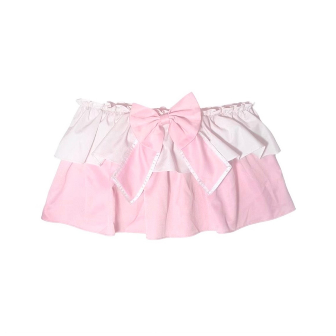 Pink & White Mini Ruffle Skirt