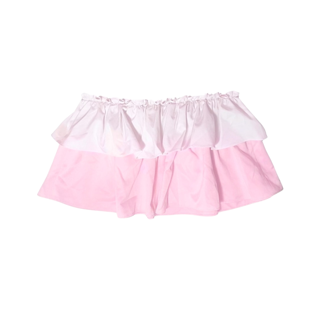 Pink & White Mini Ruffle Skirt